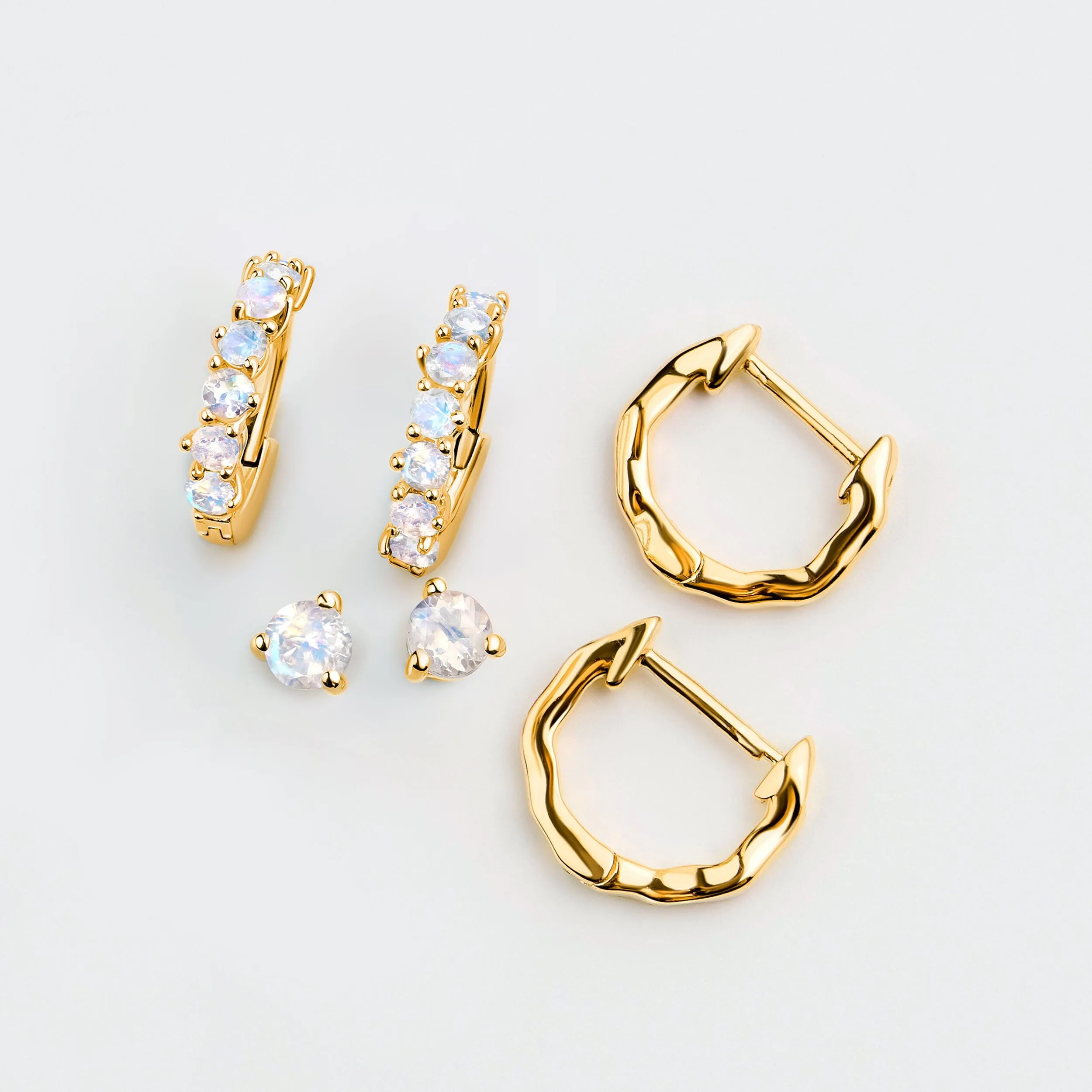Moonstone Hoop Earring Set - Classic Trio