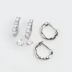 Moonstone Hoop Earring Set - Classic Trio