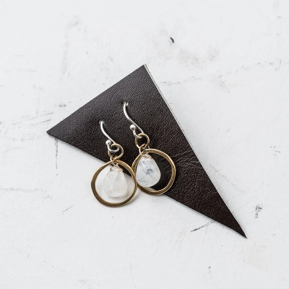 Moonstone Pear and Freeform Oval Earrings