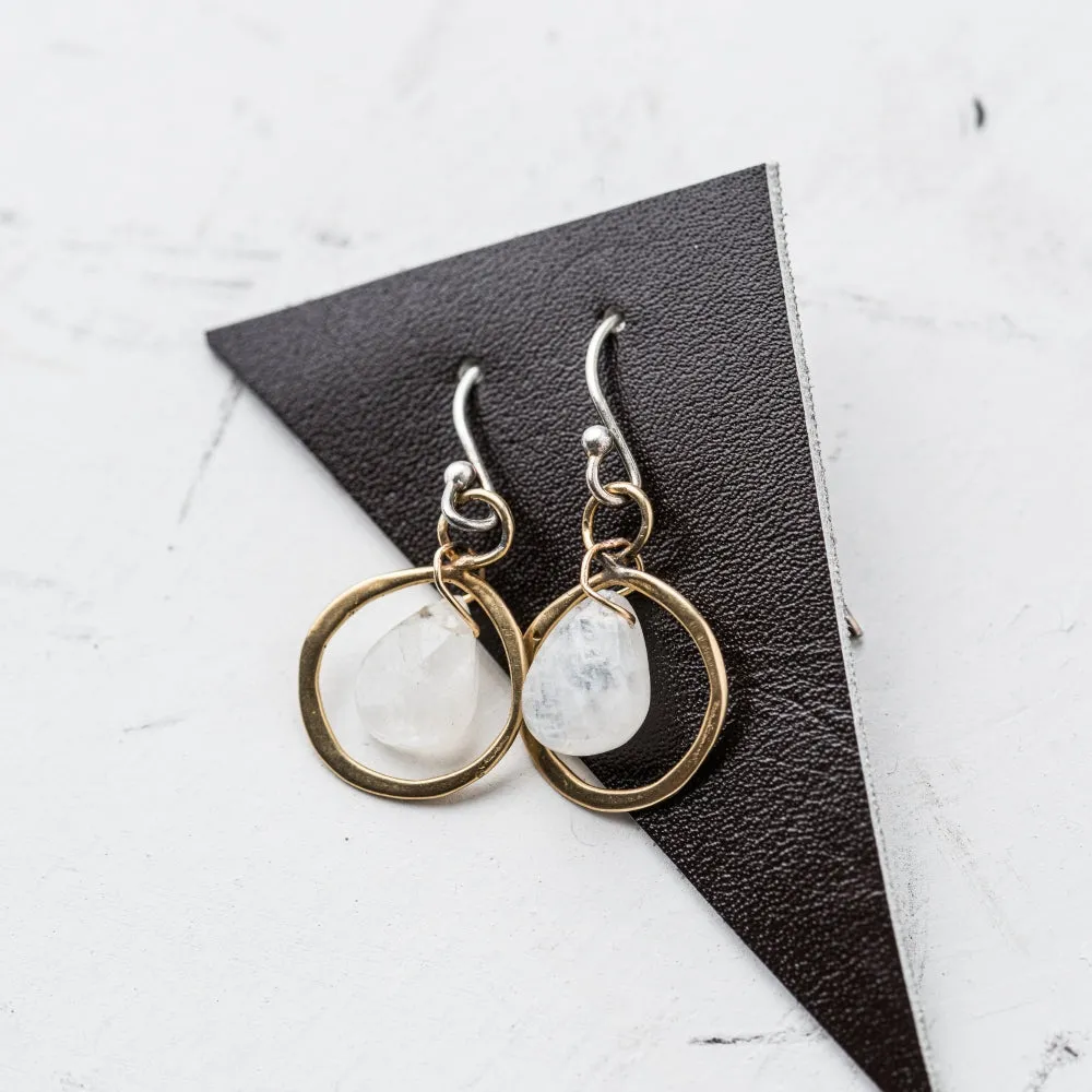 Moonstone Pear and Freeform Oval Earrings