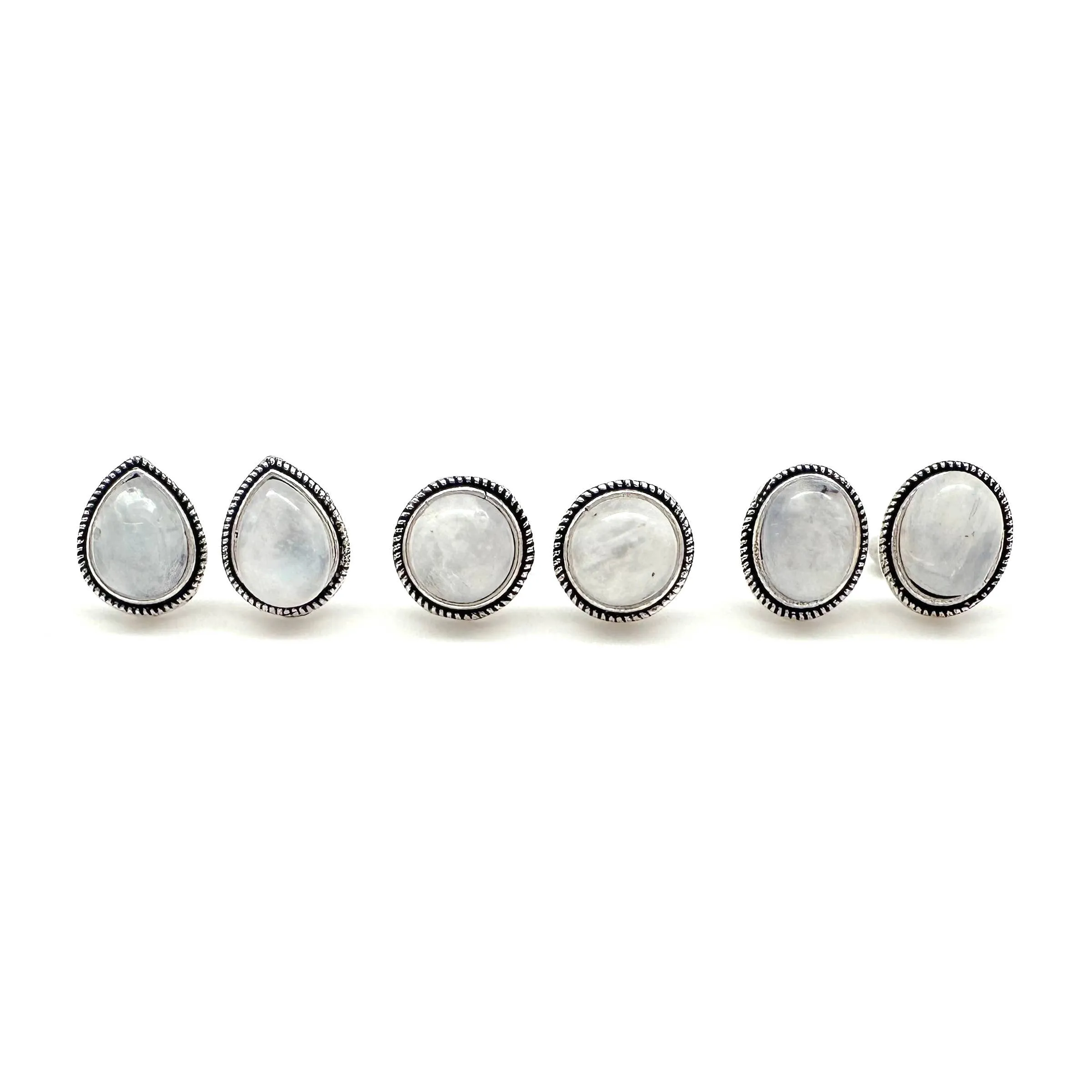 Moonstone Semiprecious Stone Post Earrings