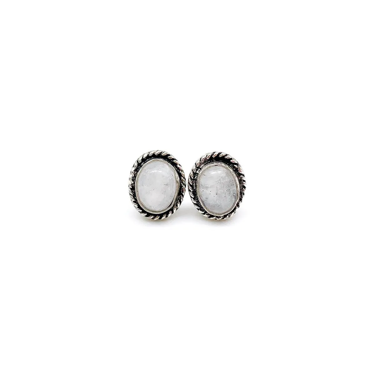 Moonstone Semiprecious Stone Post Earrings