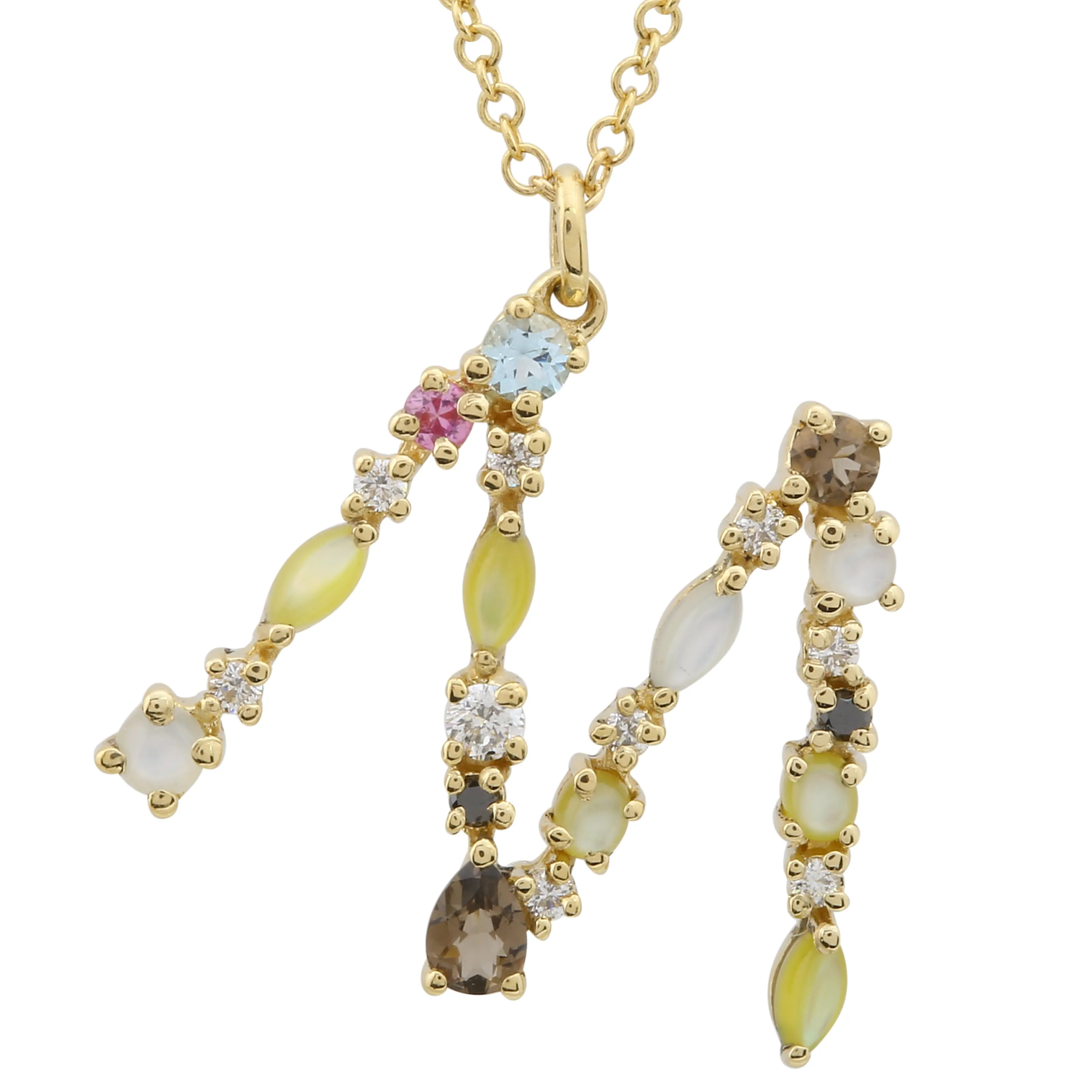 Multi Gemstone Alphabet Necklace