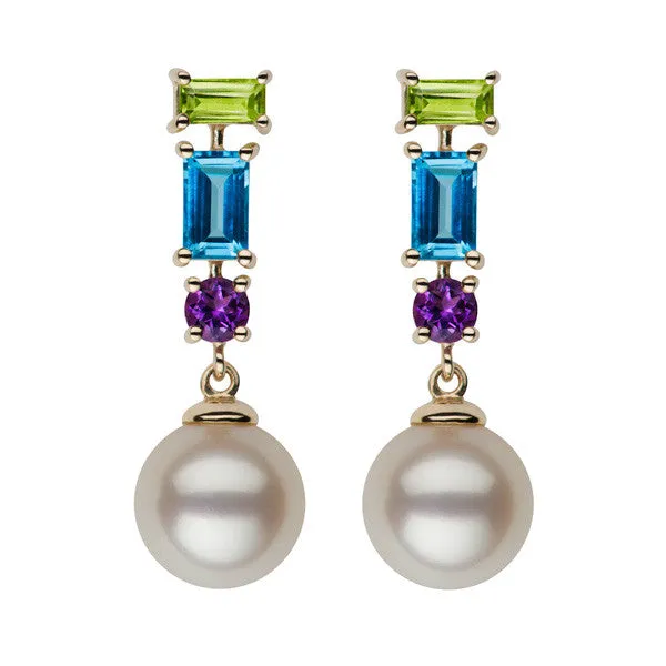Multi-Gemstone Dangle Earrings