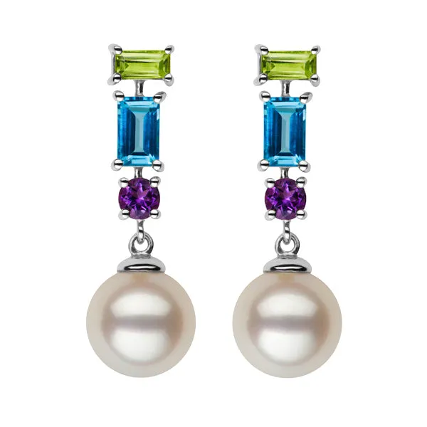 Multi-Gemstone Dangle Earrings