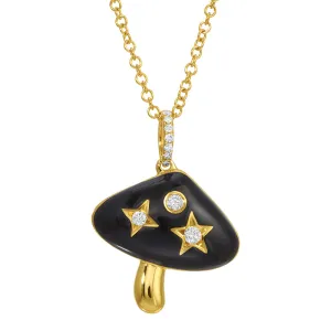 Mushroom Diamond Necklace Enamel