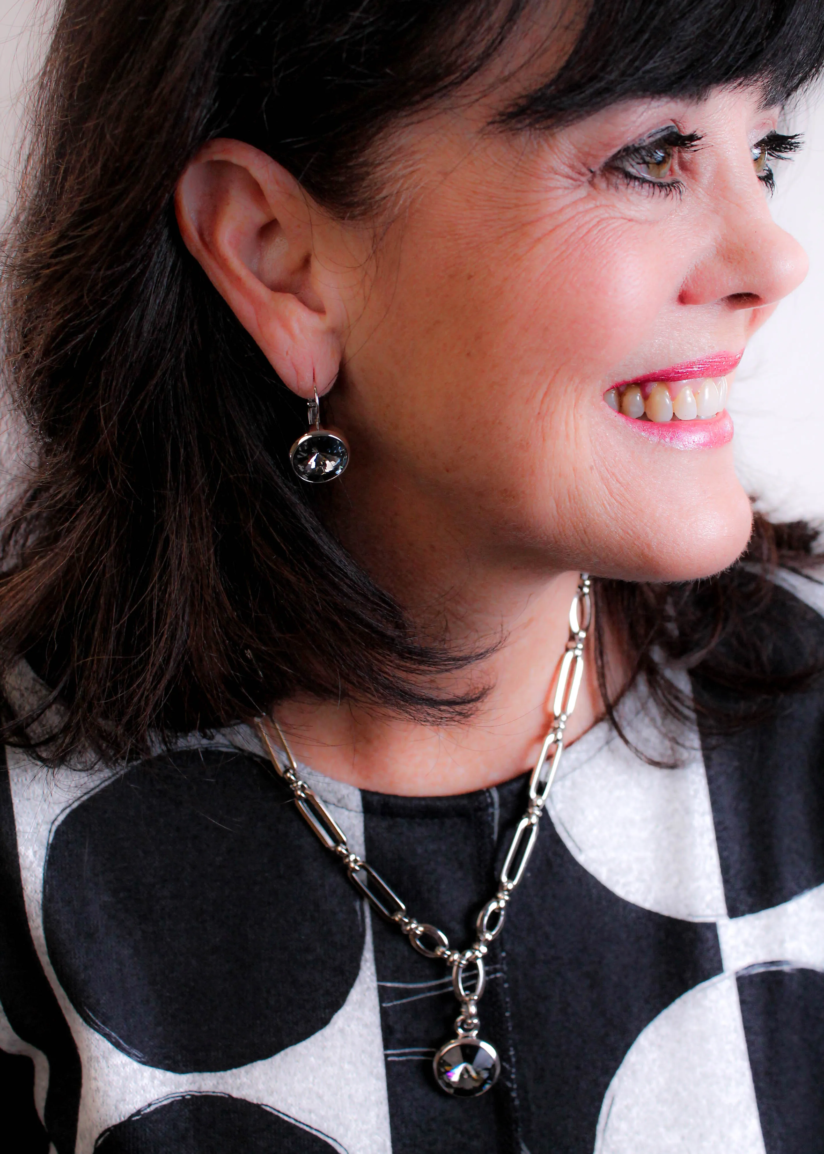 Myka Detachable Pendant With Swarovski Rivoli Stone In Silver Night