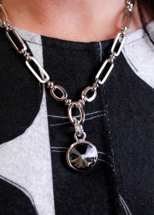 Myka Detachable Pendant With Swarovski Rivoli Stone In Silver Night