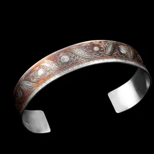 Narrow Etched Sterling Silver Cuff