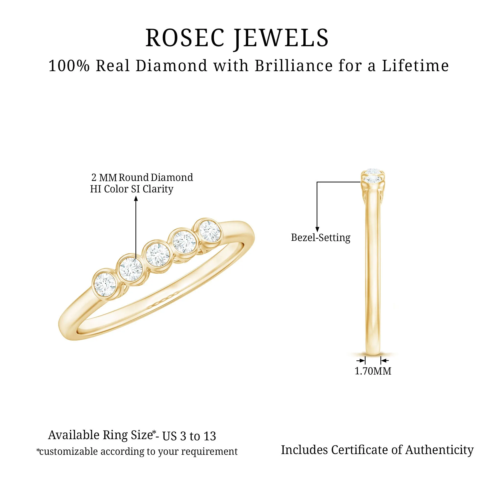 Natural Diamond Five Stone Promise Ring