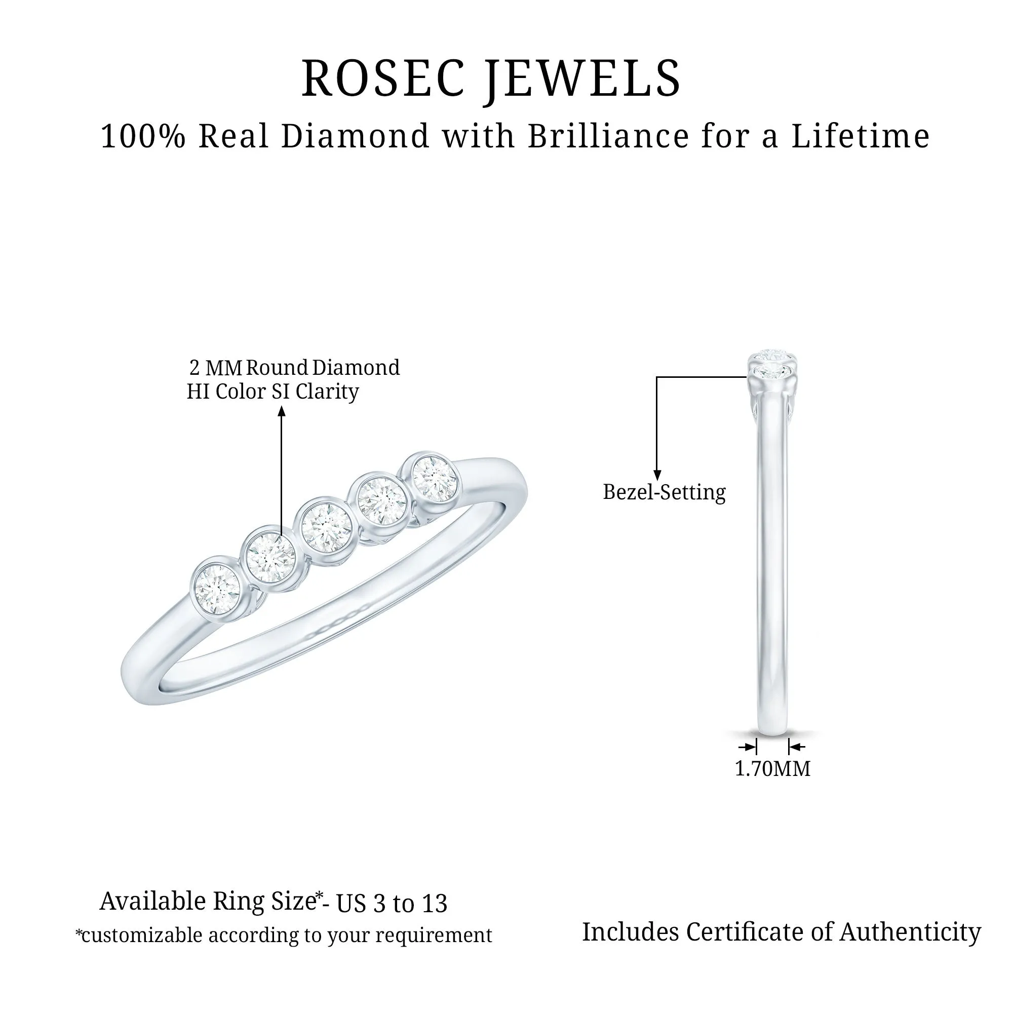 Natural Diamond Five Stone Promise Ring