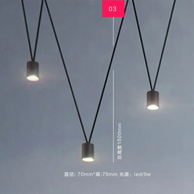 Nordic DIY Black Painted ALuminum LED Cylinder Line Cord Droplights Combination Pendant Lights for Living Room Bar Show Room