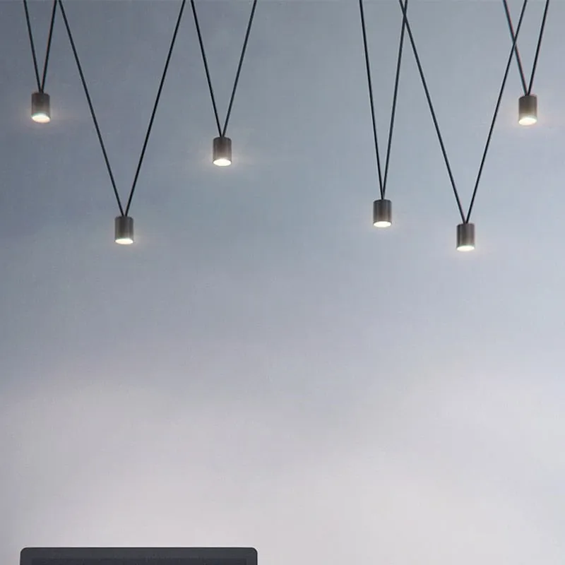 Nordic DIY Black Painted ALuminum LED Cylinder Line Cord Droplights Combination Pendant Lights for Living Room Bar Show Room