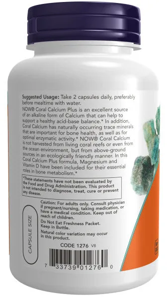Now Coral Calcium Plus Veg Capsules 100ct