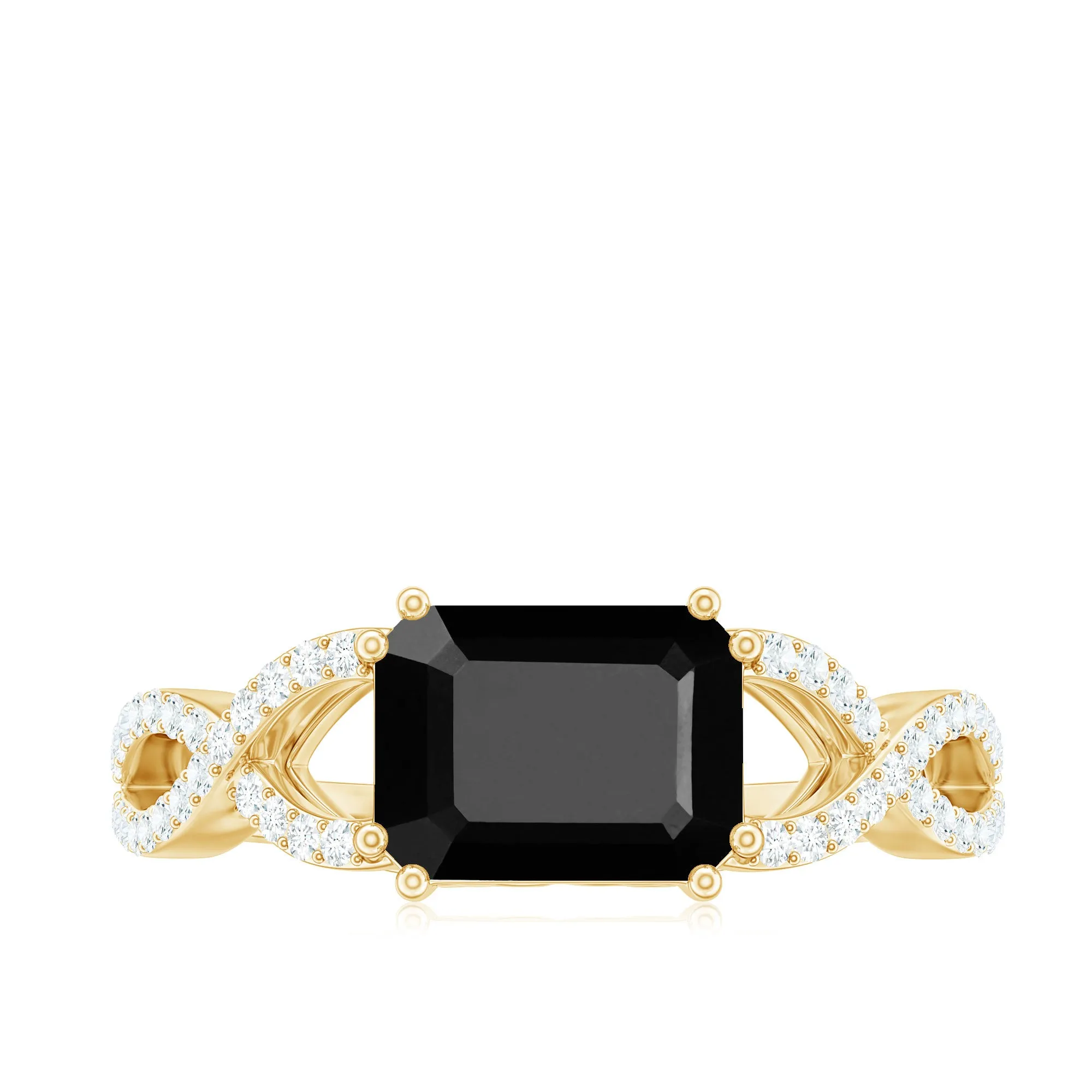 Octagon Created Black Diamond East-West Crossover Ring with Diamond