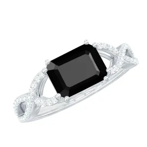 Octagon Created Black Diamond East-West Crossover Ring with Diamond