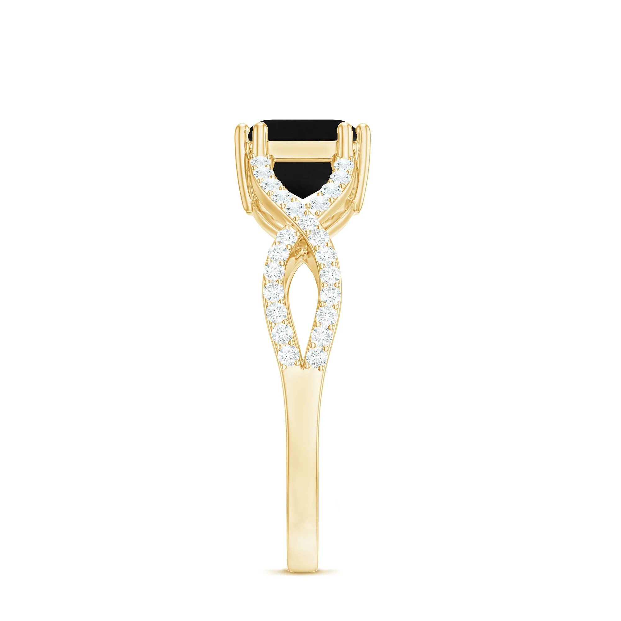 Octagon Created Black Diamond East-West Crossover Ring with Diamond