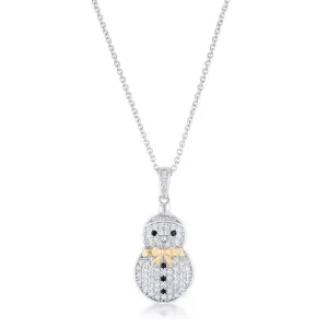 Orania Two-Tone Snowman Holiday CZ Pendant