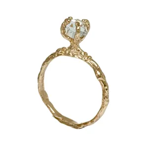Organic Earth Engagement Ring, Herkimer Quartz Diamond 9ct Gold Ring