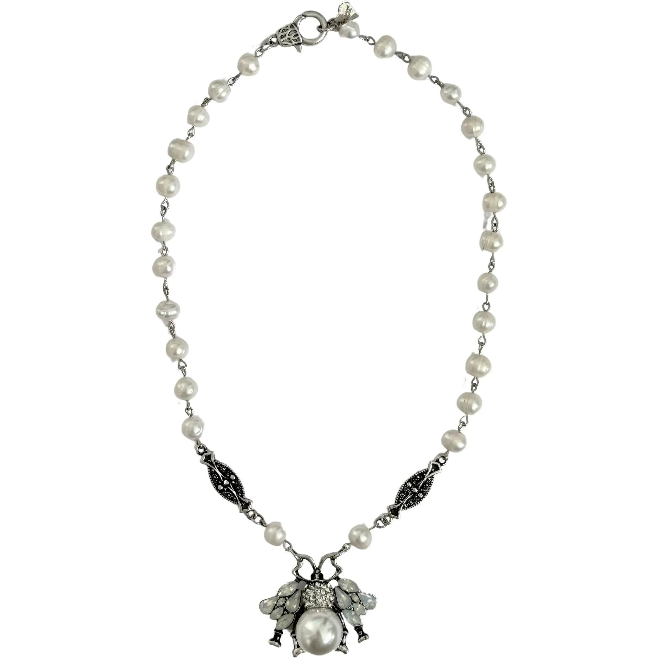 Ostuni Queen Bee Pearl Necklace - Silver