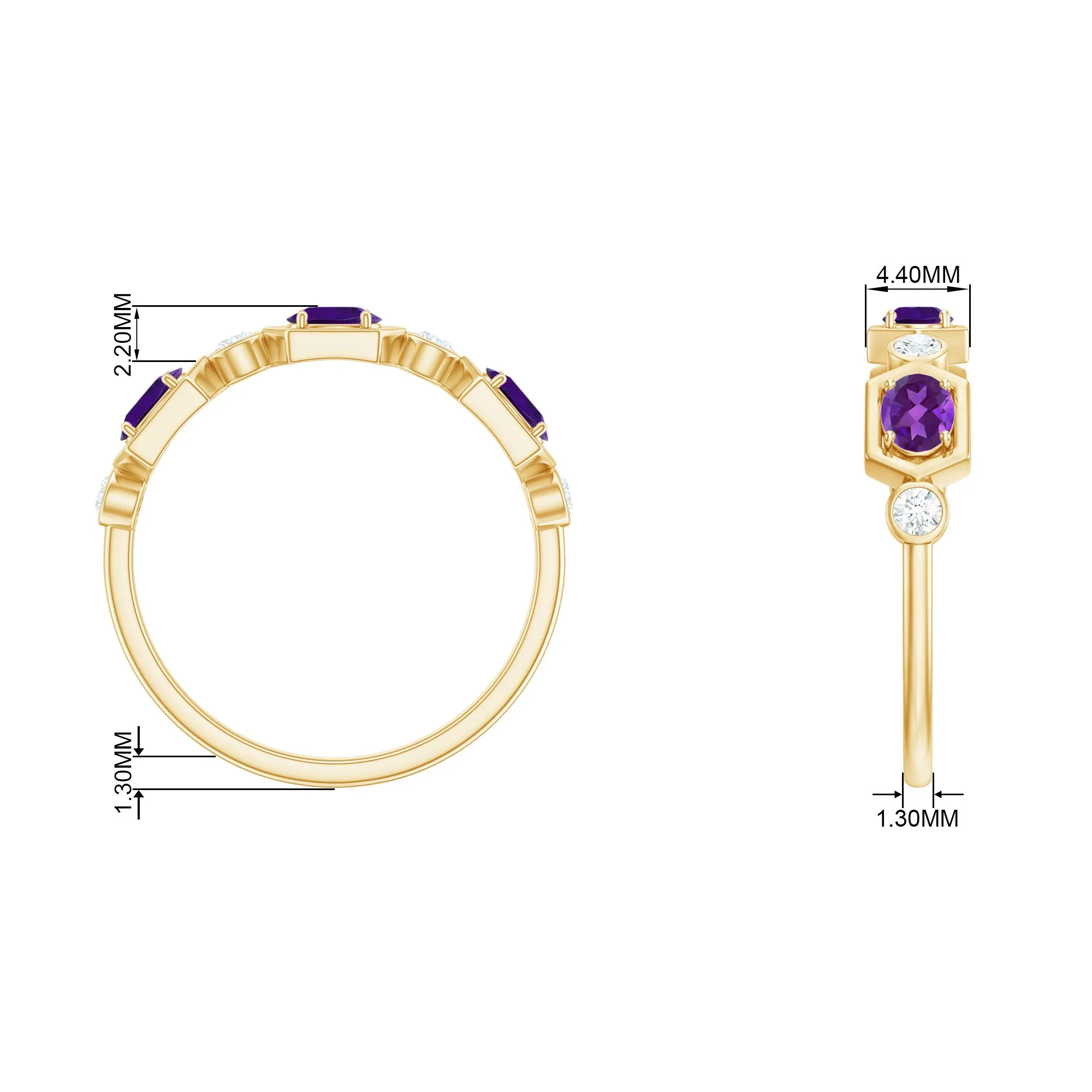 Oval Amethyst and Diamond Half Eternity Ring