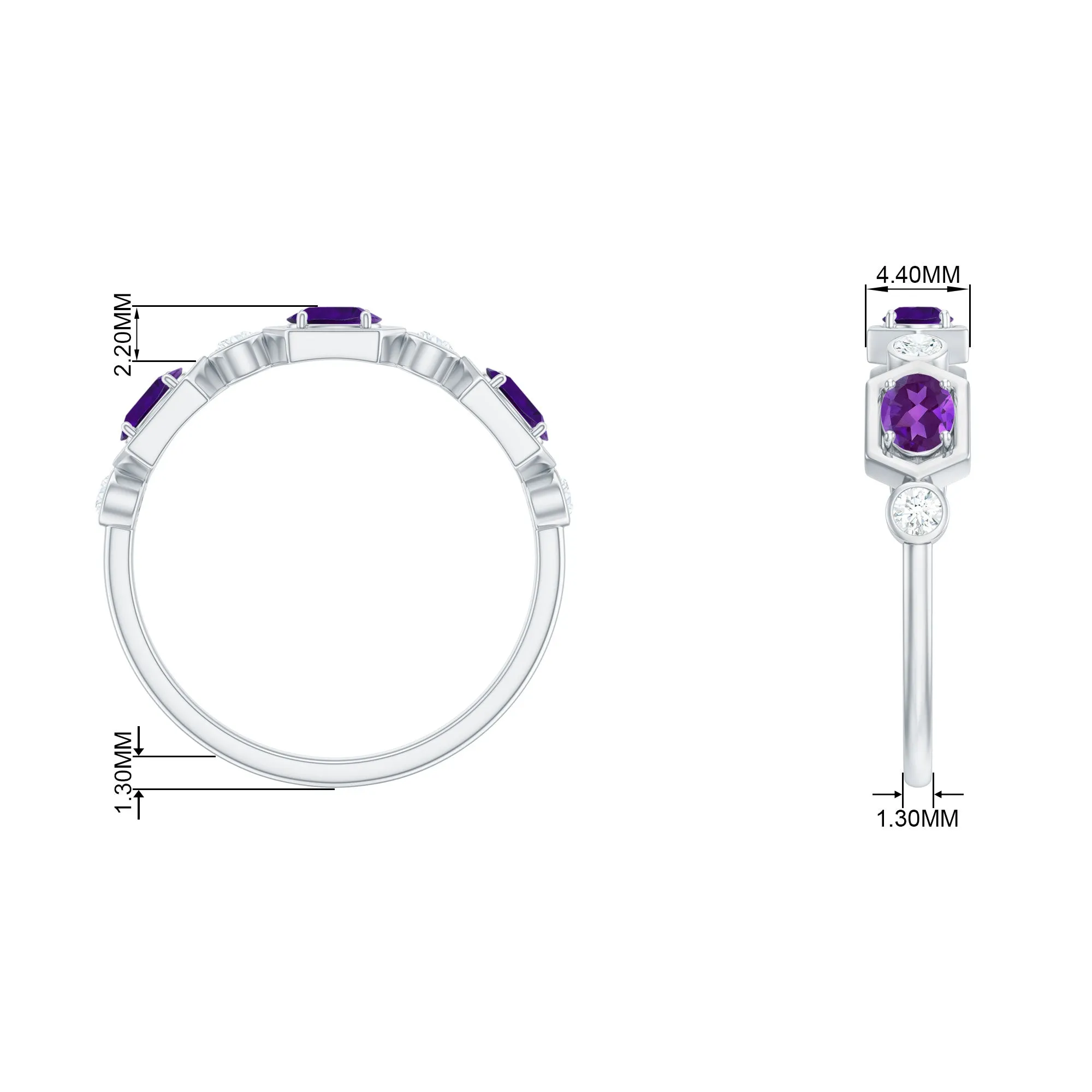 Oval Amethyst and Diamond Half Eternity Ring
