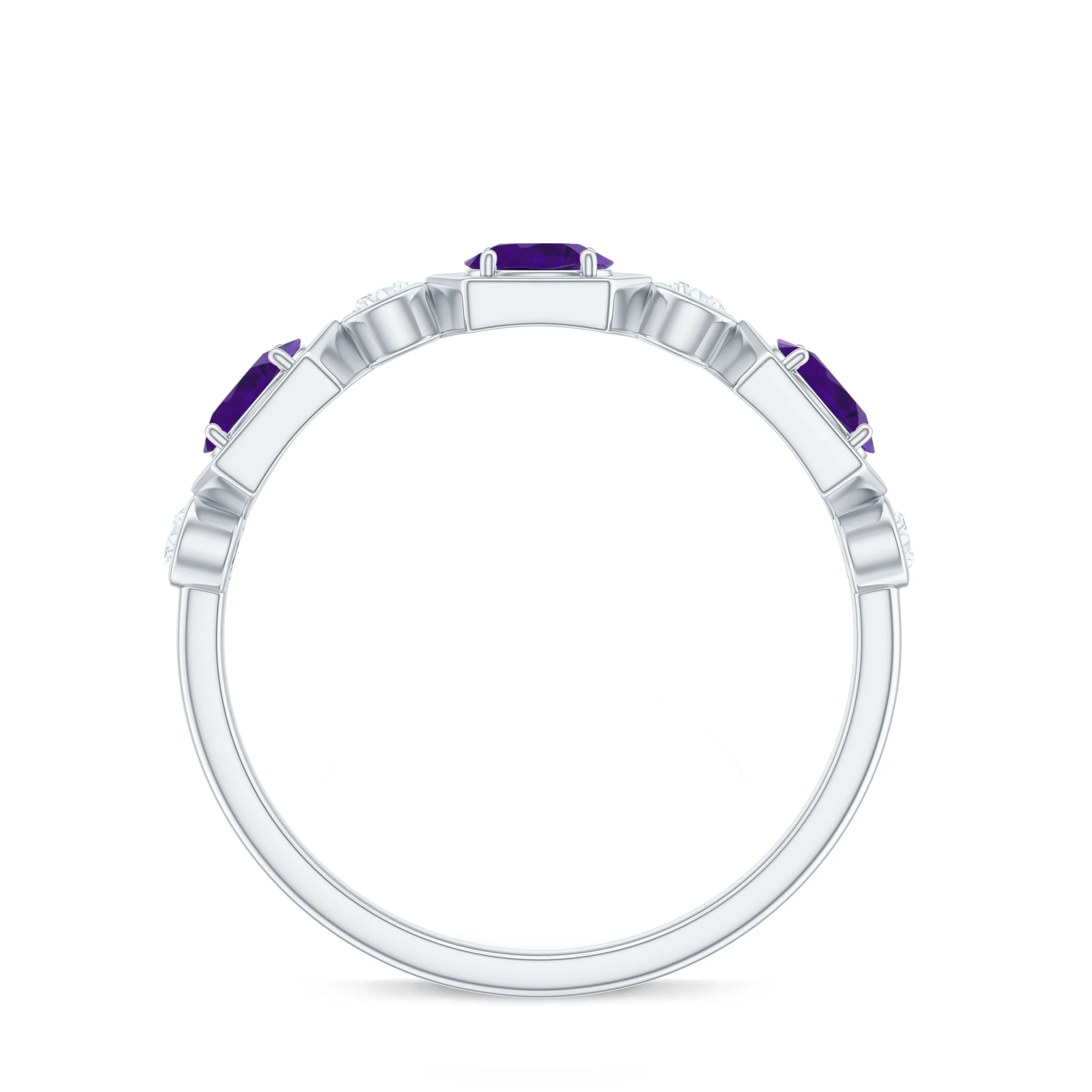 Oval Amethyst and Diamond Half Eternity Ring