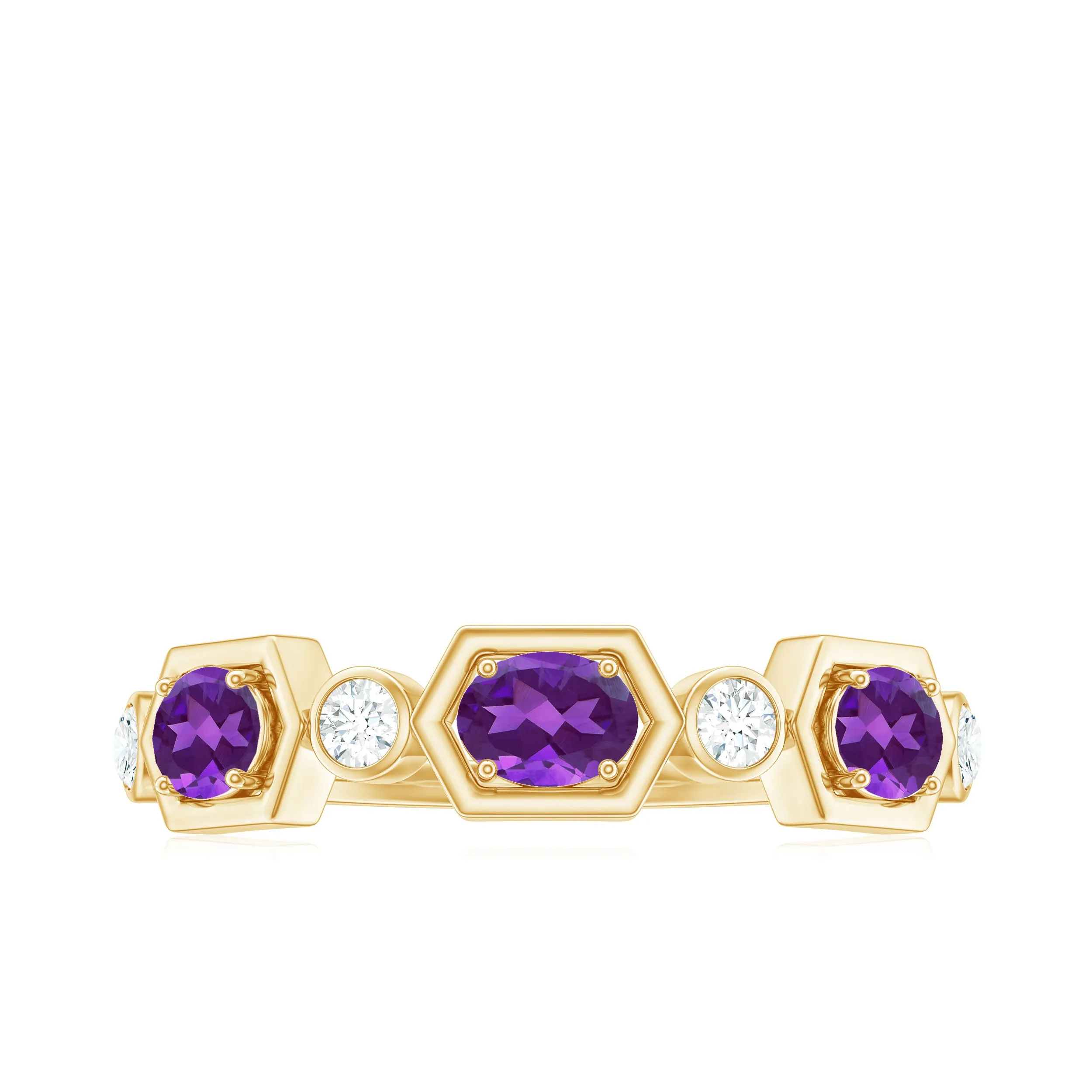 Oval Amethyst and Diamond Half Eternity Ring