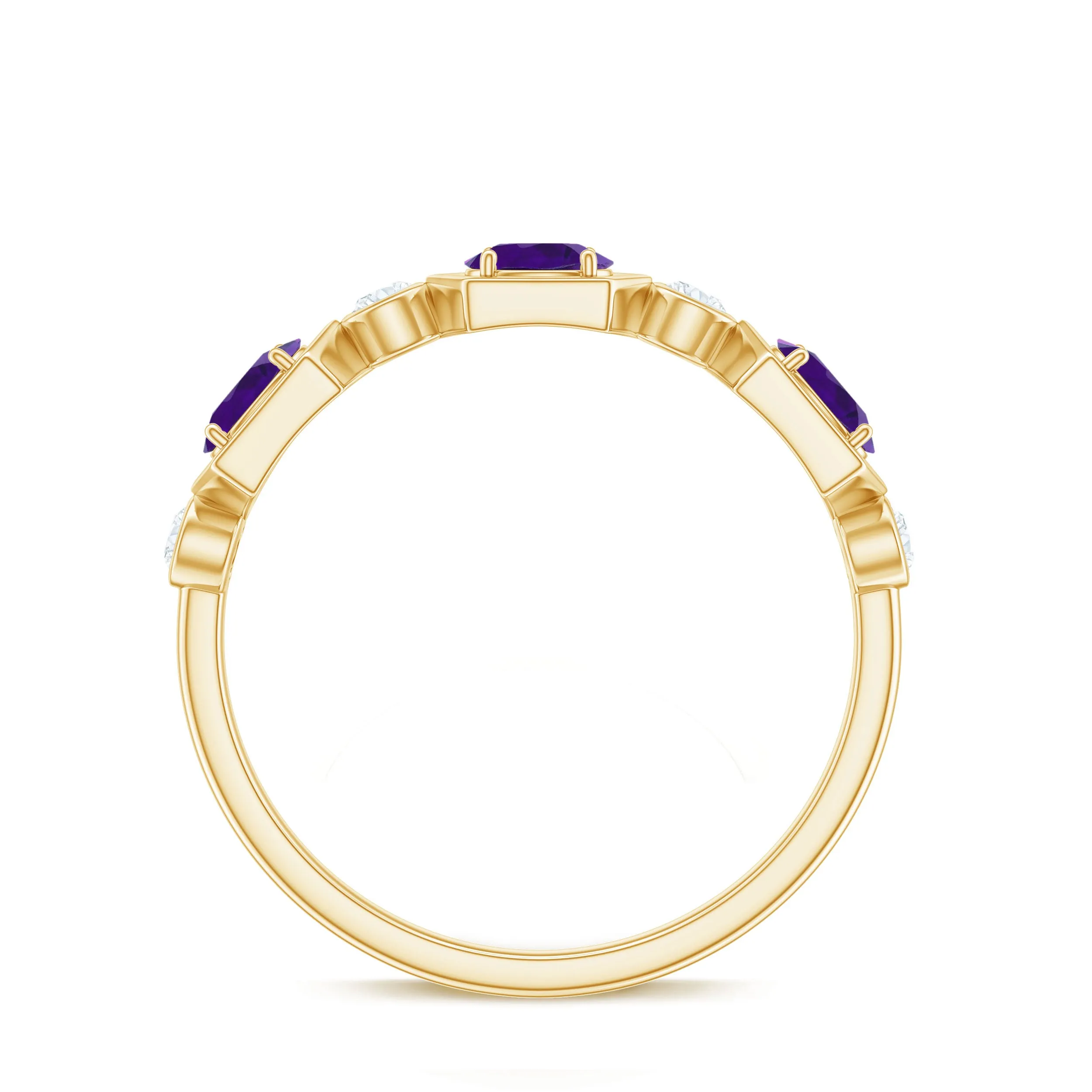 Oval Amethyst and Diamond Half Eternity Ring