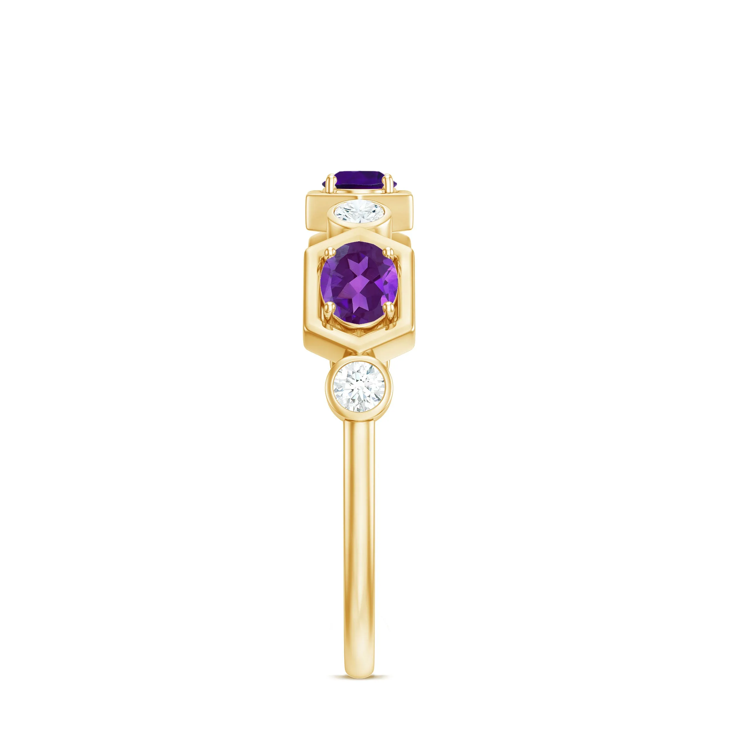 Oval Amethyst and Diamond Half Eternity Ring