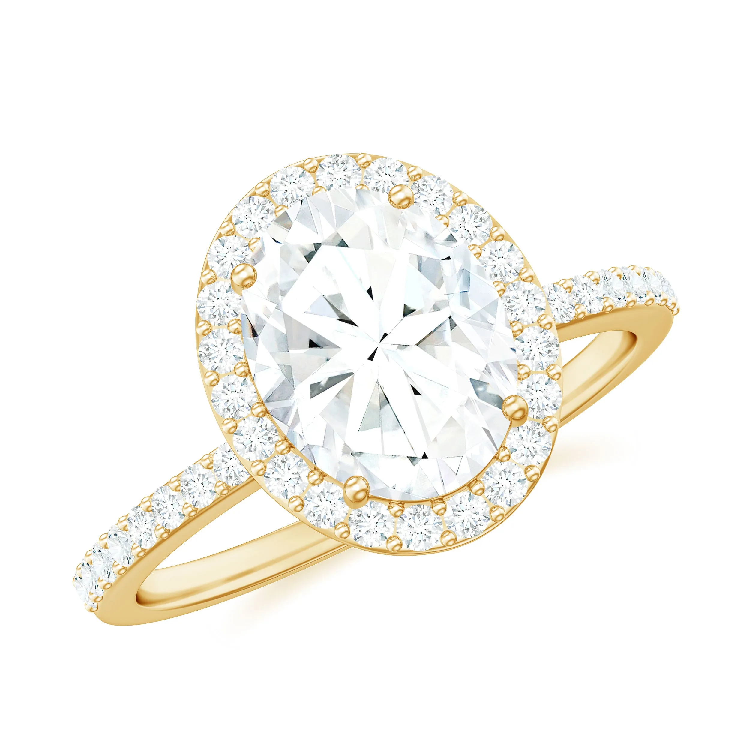 Oval Moissanite Classic Halo Engagement Ring