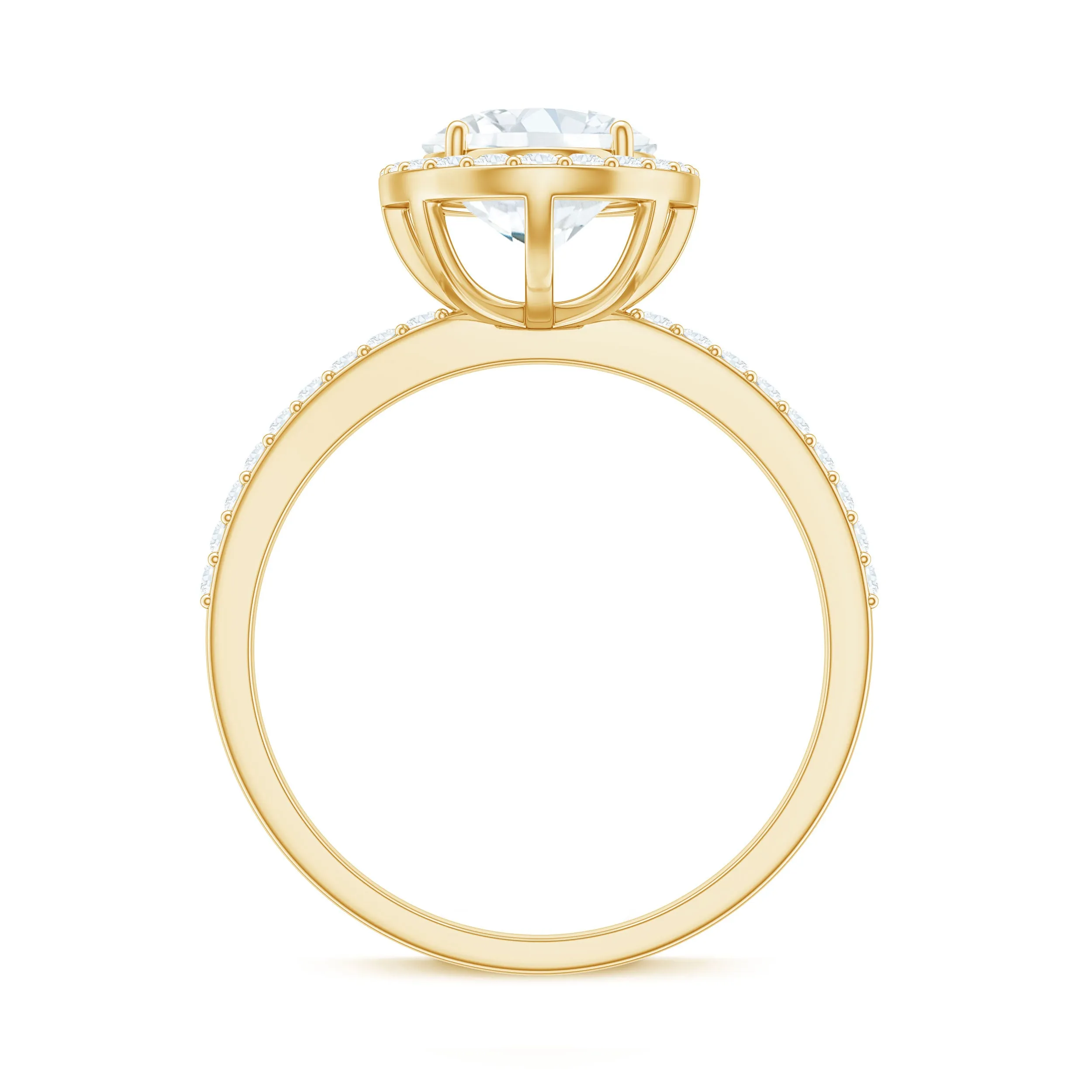 Oval Moissanite Classic Halo Engagement Ring