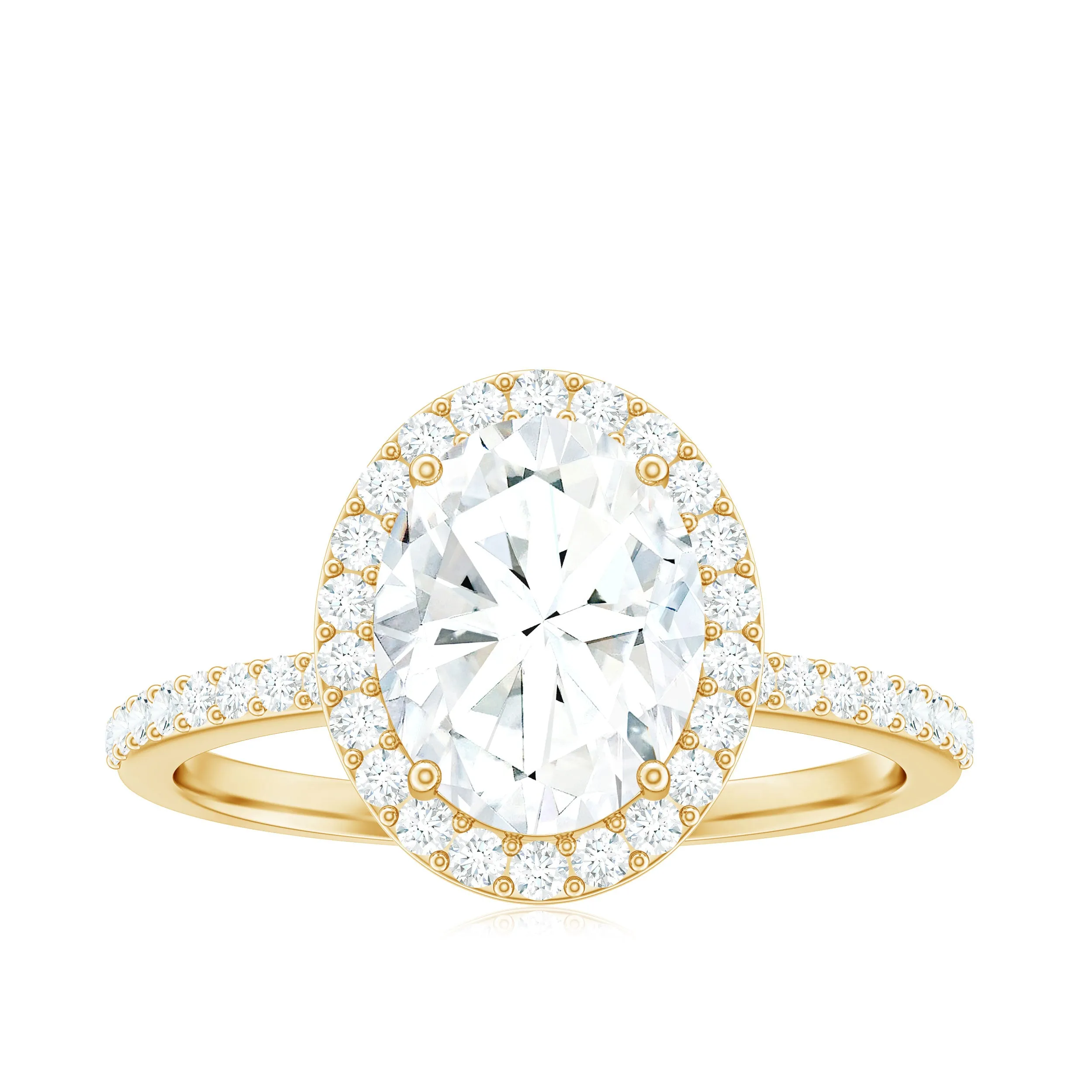 Oval Moissanite Classic Halo Engagement Ring