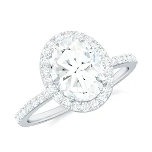 Oval Moissanite Classic Halo Engagement Ring