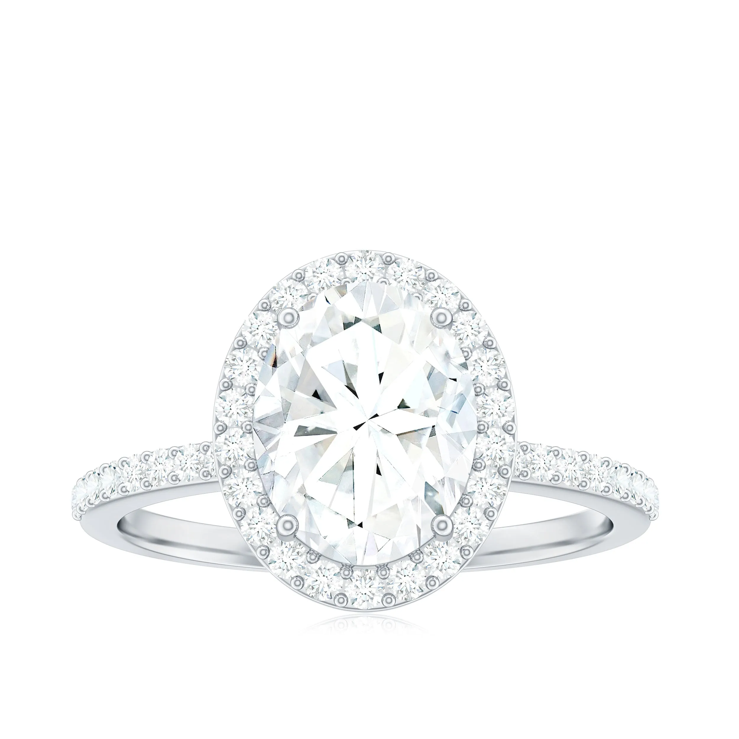 Oval Moissanite Classic Halo Engagement Ring