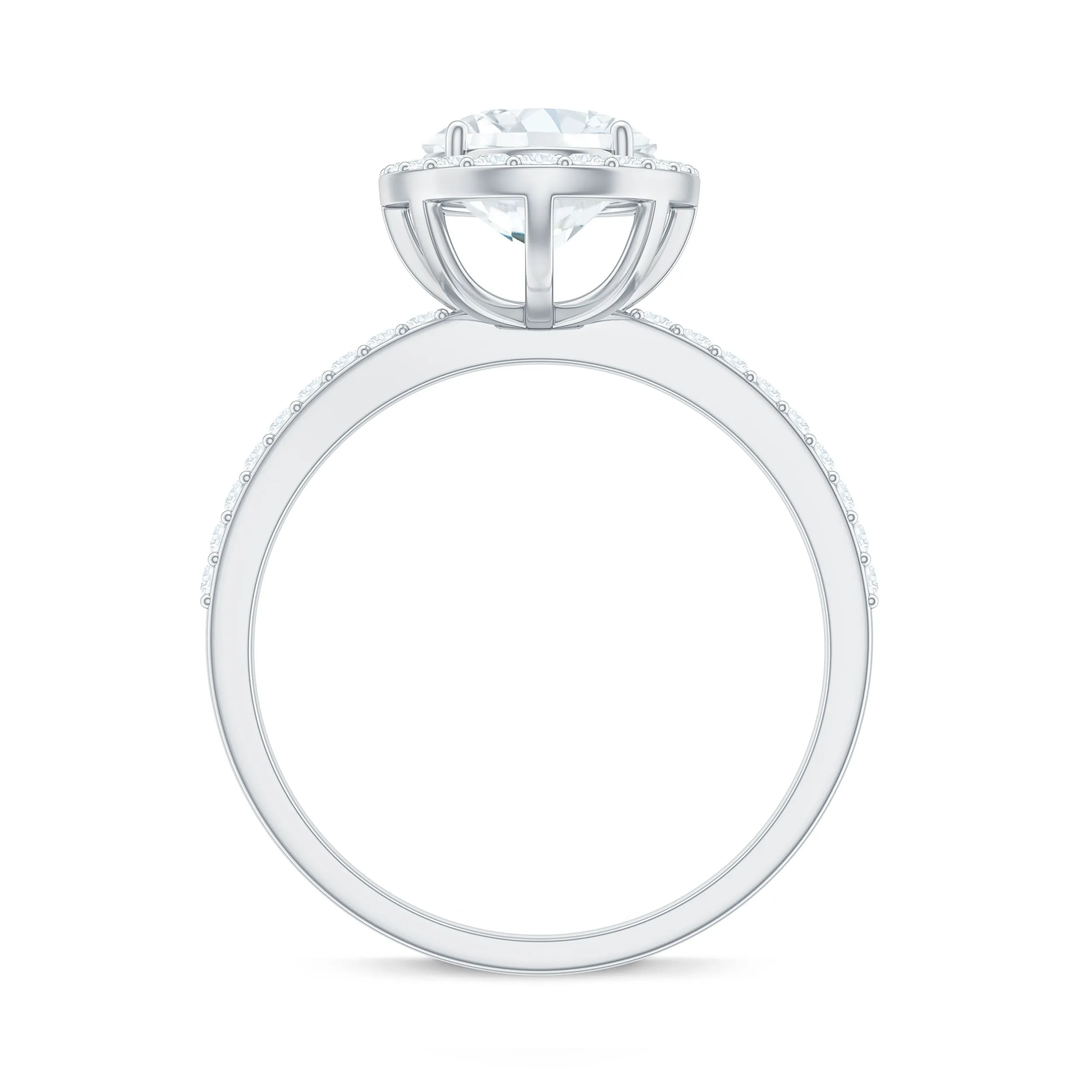Oval Moissanite Classic Halo Engagement Ring