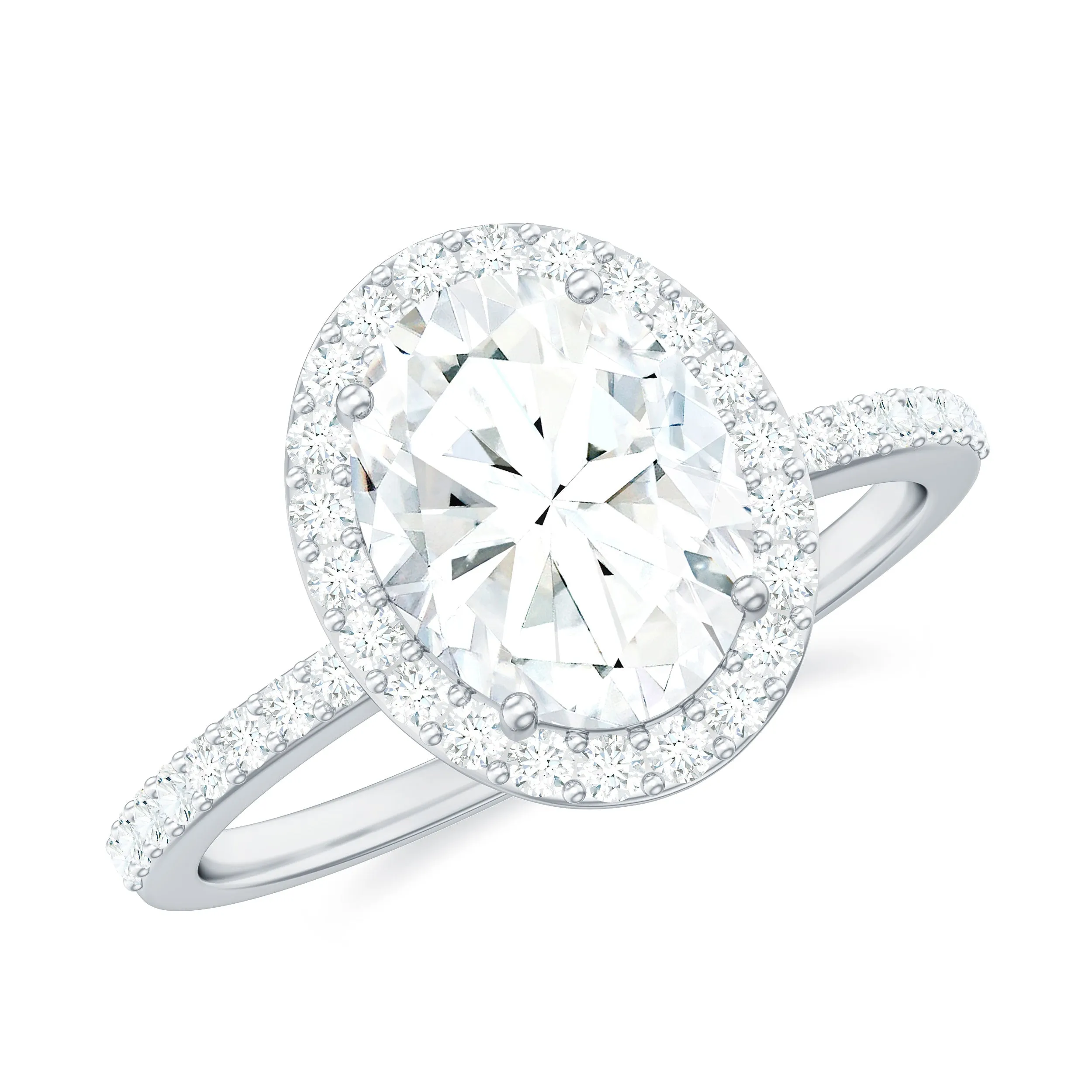 Oval Moissanite Classic Halo Engagement Ring