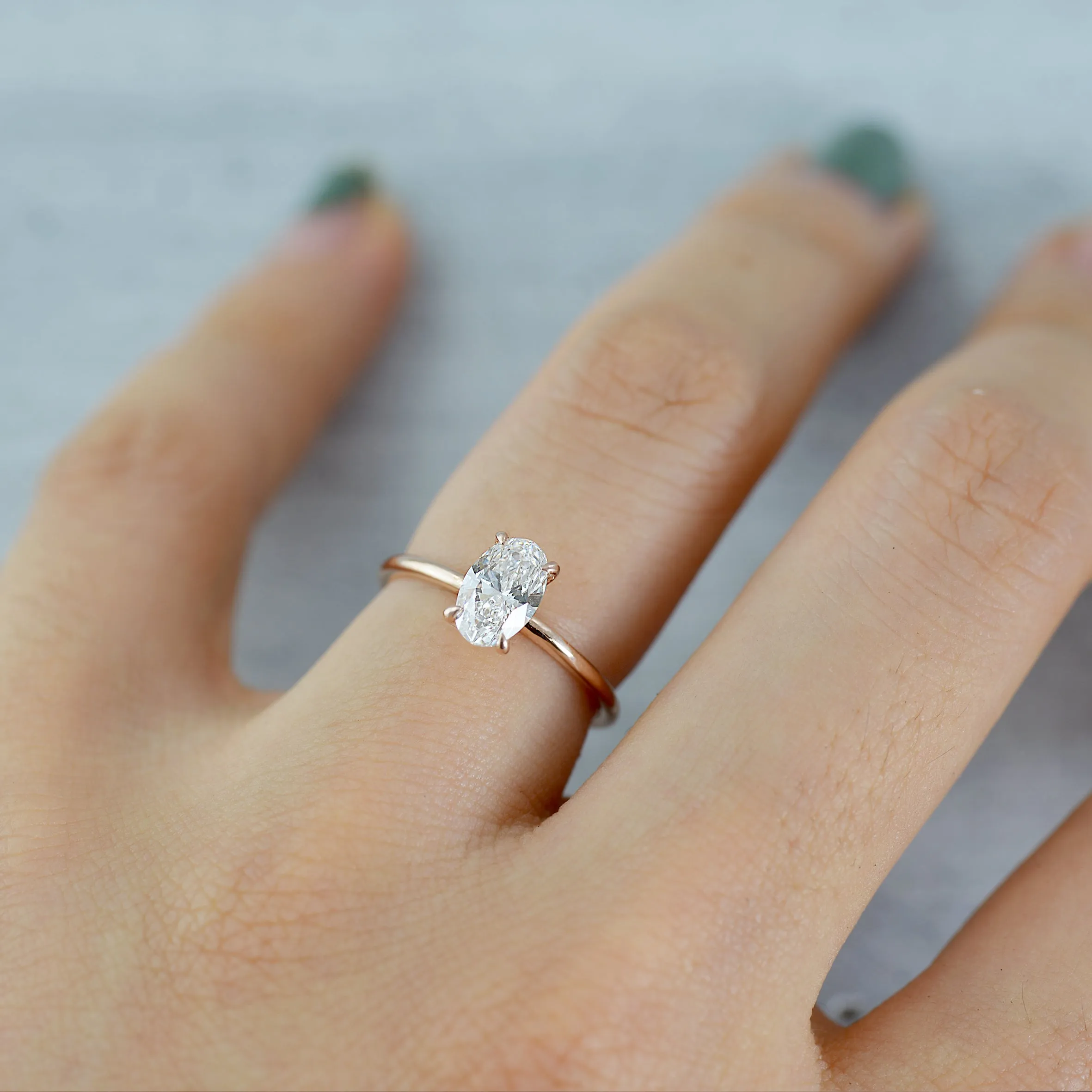 Oval solitaire venus Ring (5x7mm/ semi-precious) - 14K/ 18K Gold