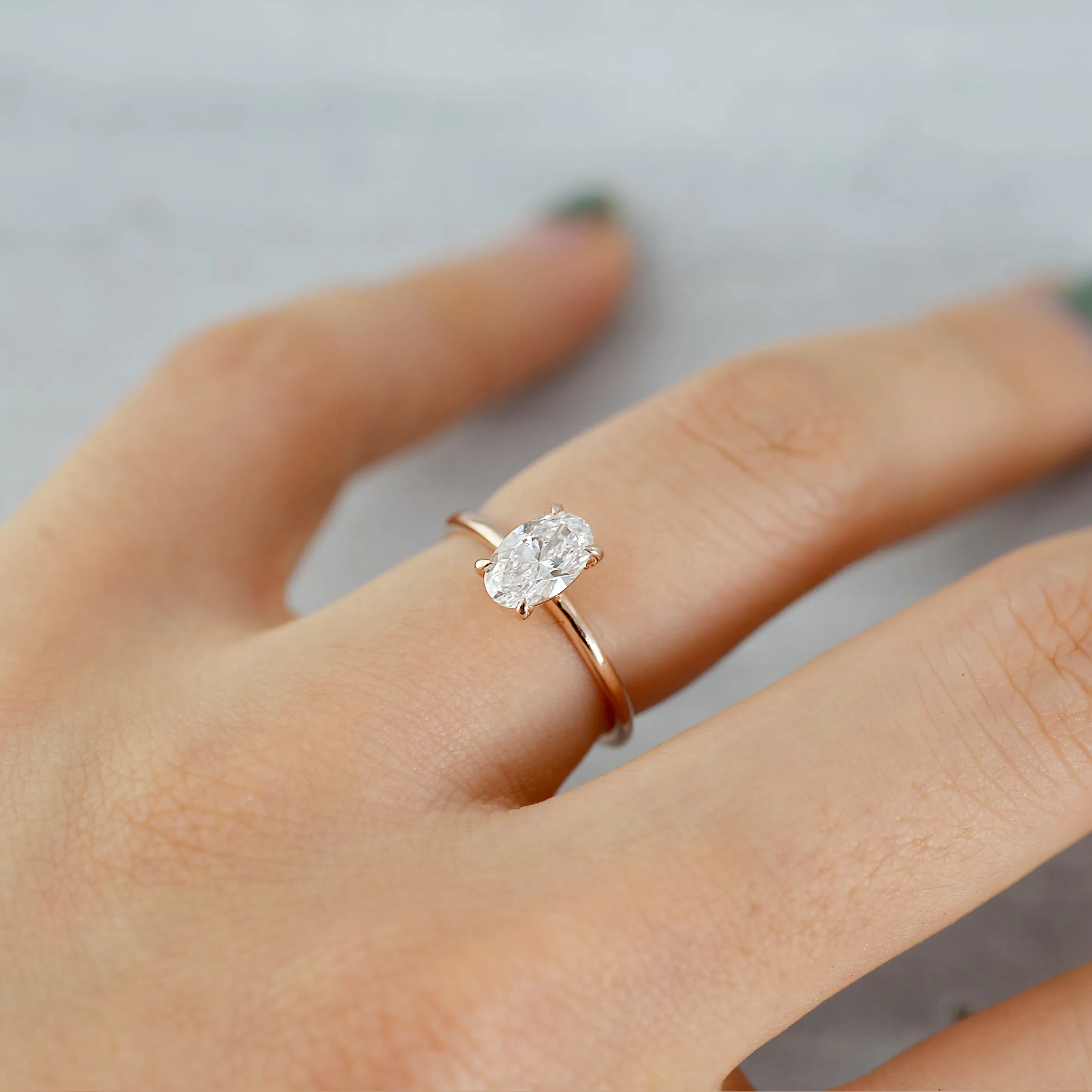 Oval solitaire venus Ring (5x7mm/ semi-precious) - 14K/ 18K Gold