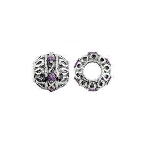 Oxidised Silver & Amethyst Ornate Charm S386A