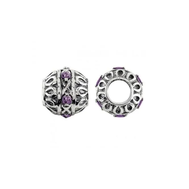 Oxidised Silver & Amethyst Ornate Charm S386A