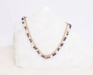 Pearly Amethyst & Moonstone Double Chain Necklace