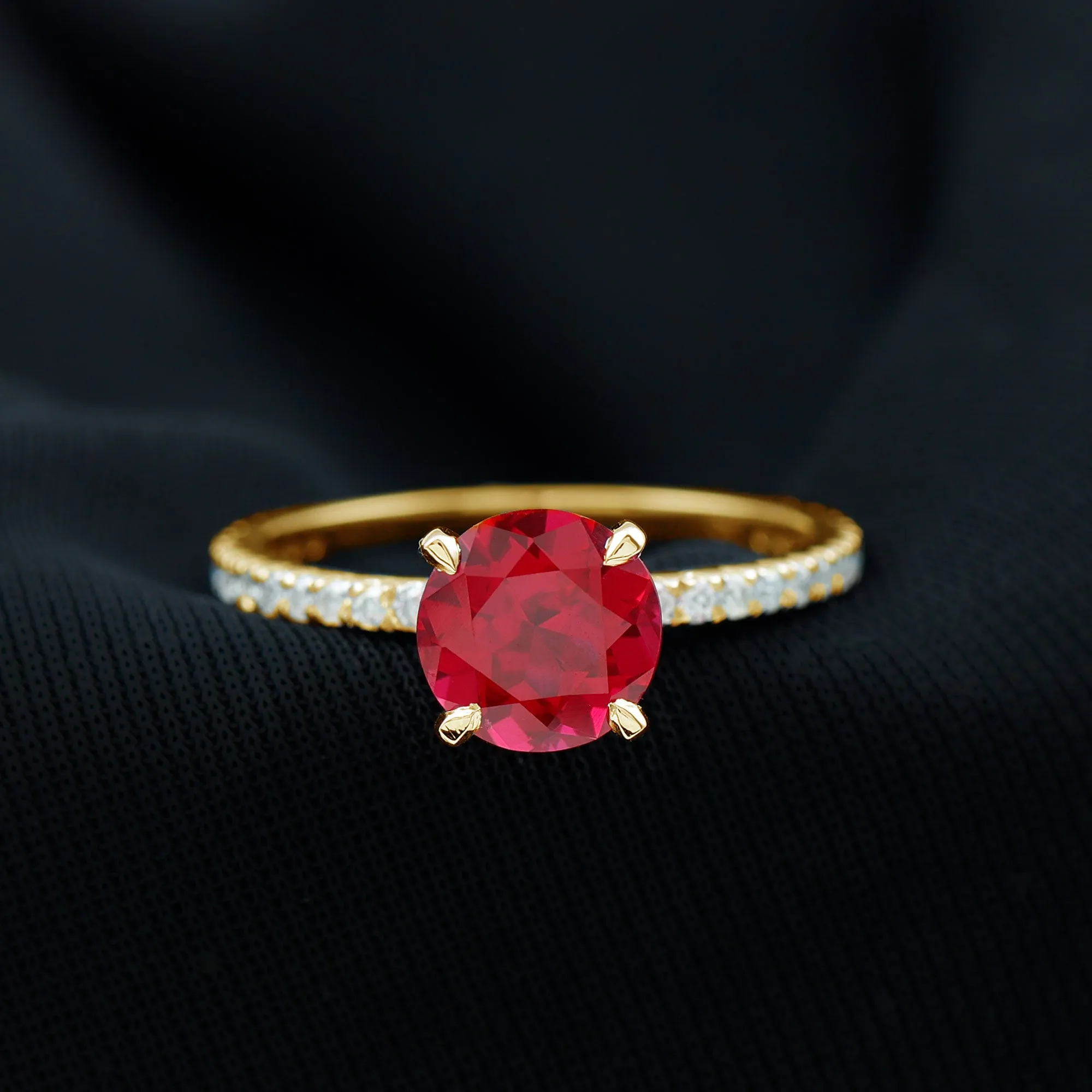 Peg Head Set Lab Grown Ruby Solitaire Engagement Ring