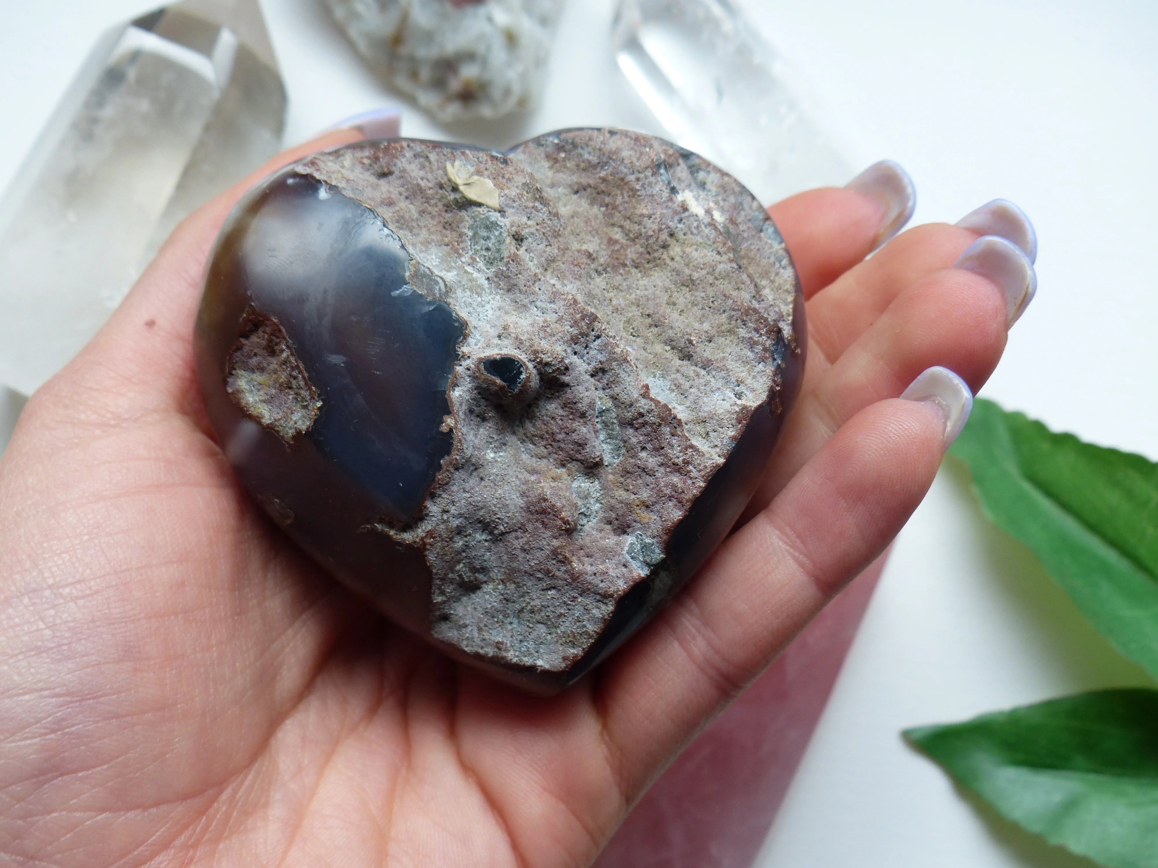 Pink Amethyst Geode & Agate Heart (#15)