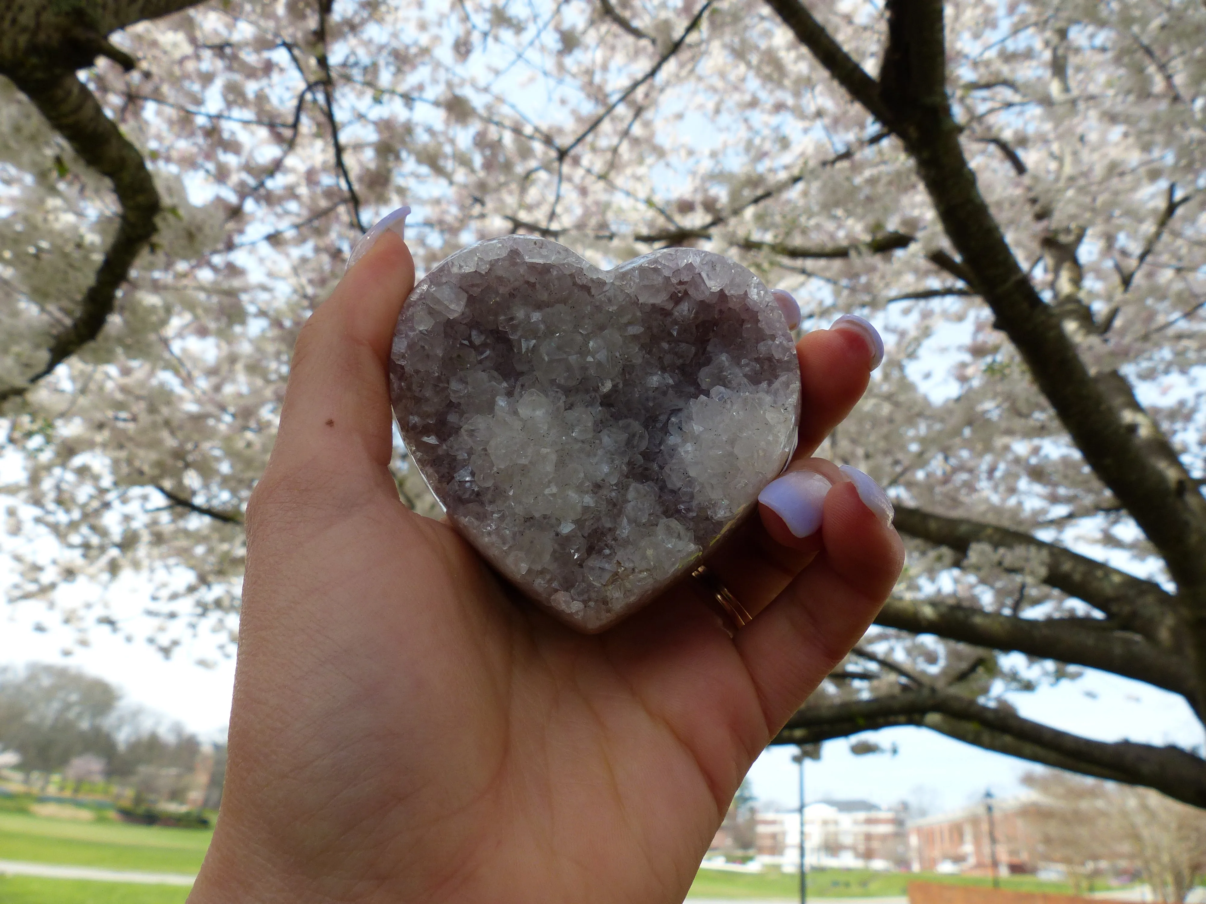 Pink Amethyst Geode & Agate Heart (#15)