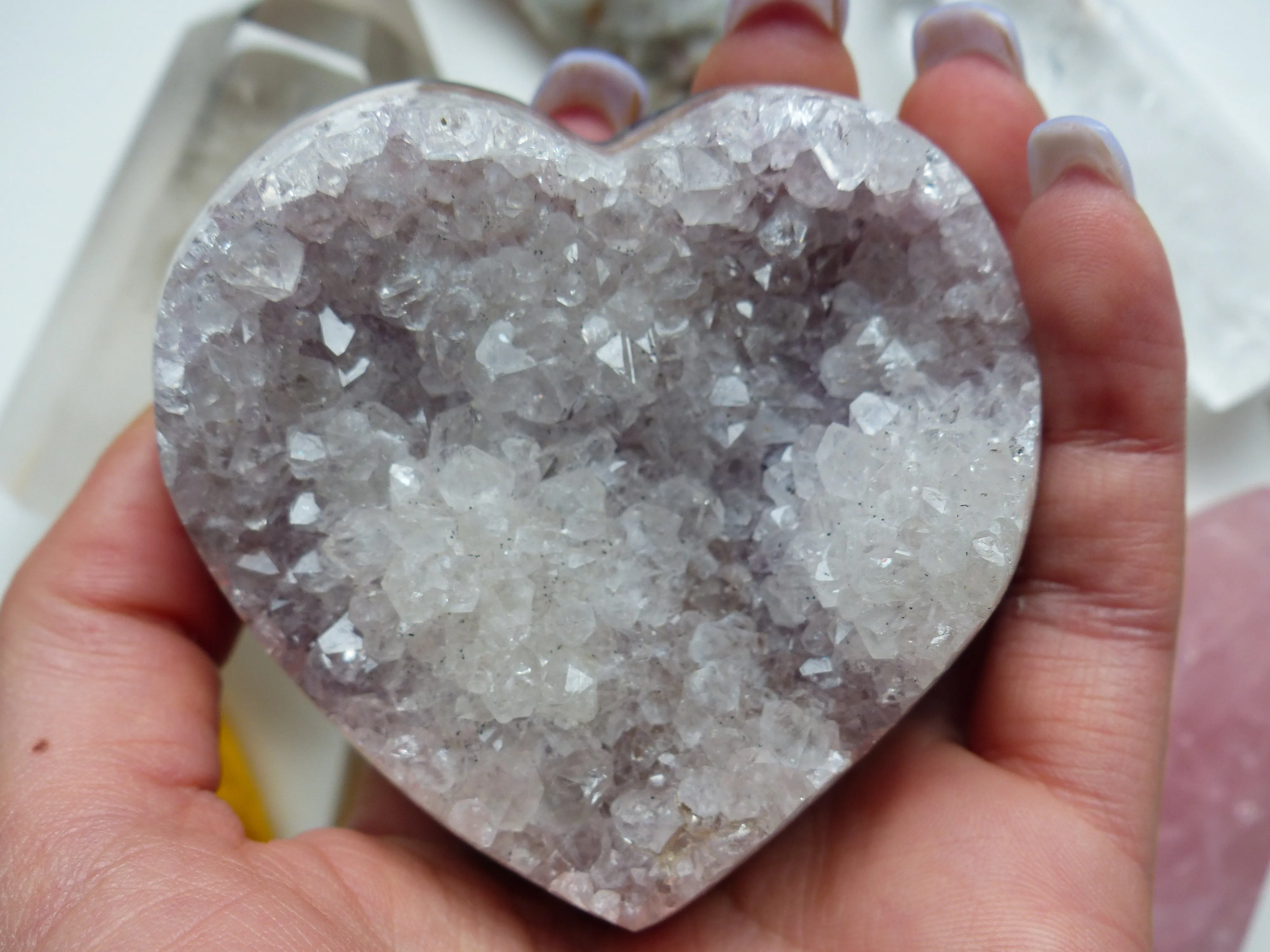 Pink Amethyst Geode & Agate Heart (#15)