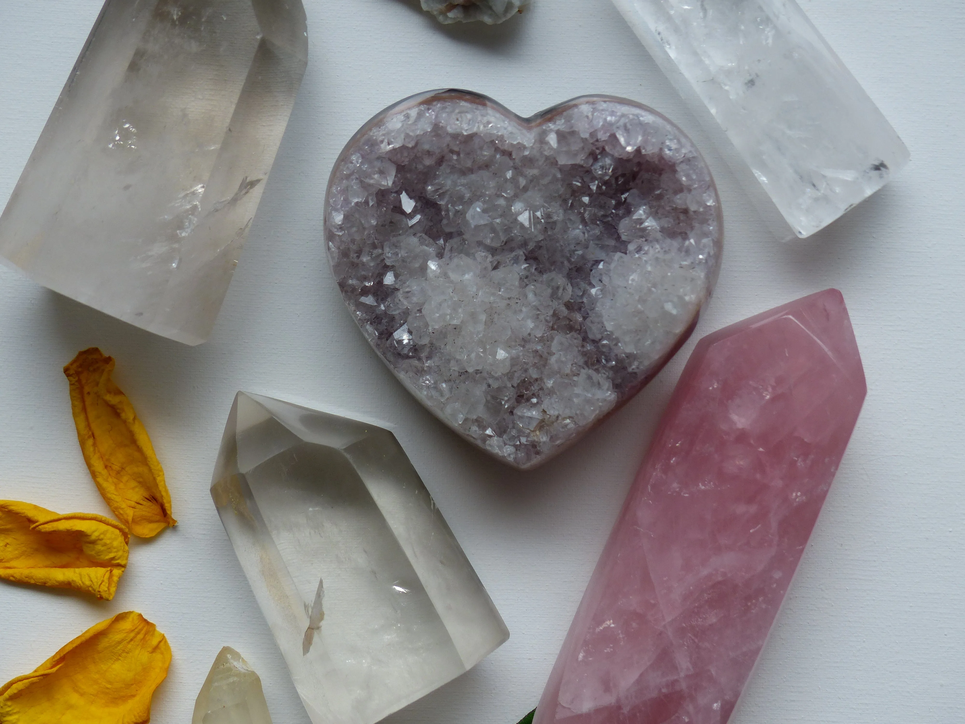 Pink Amethyst Geode & Agate Heart (#15)