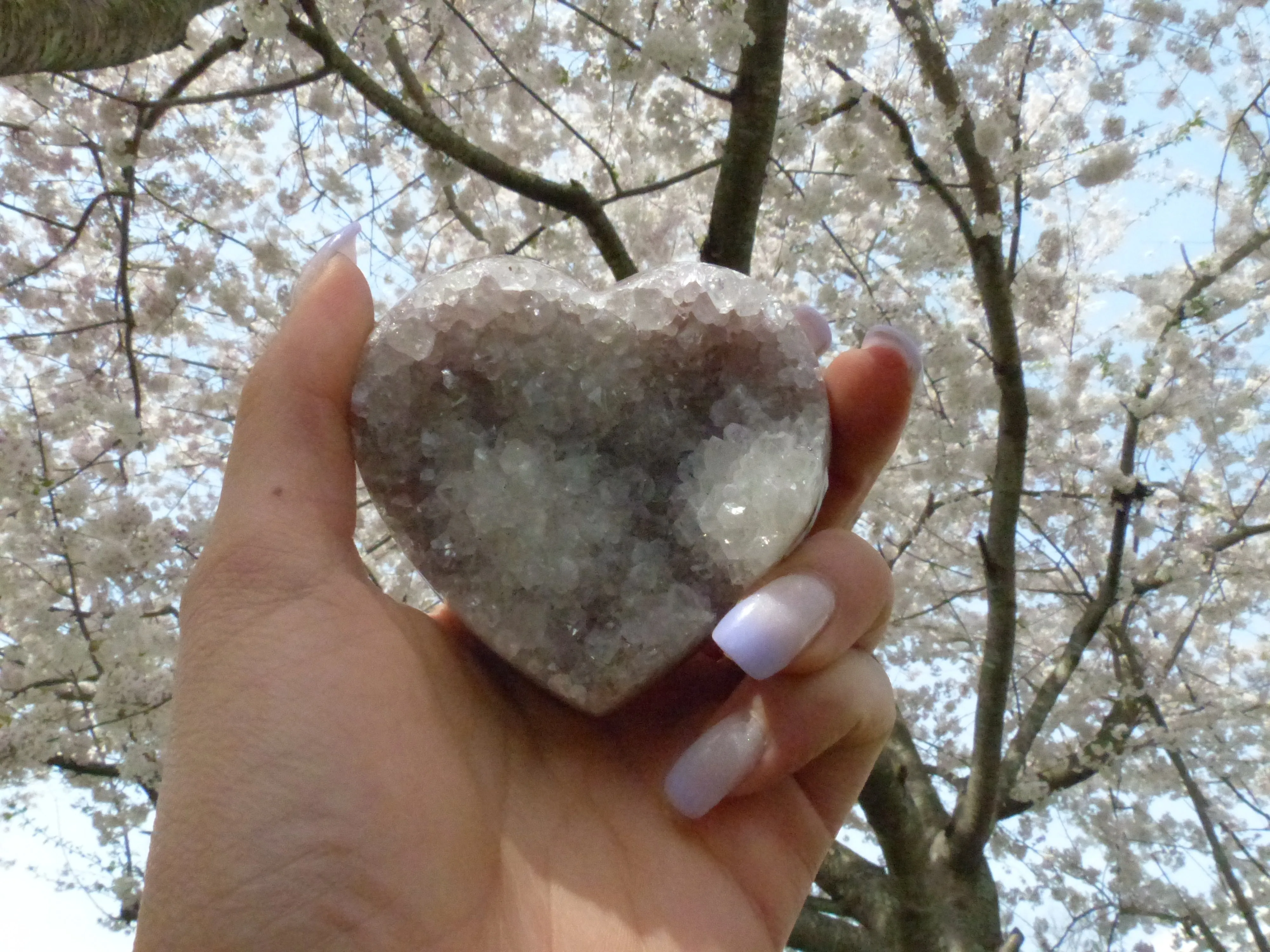 Pink Amethyst Geode & Agate Heart (#15)
