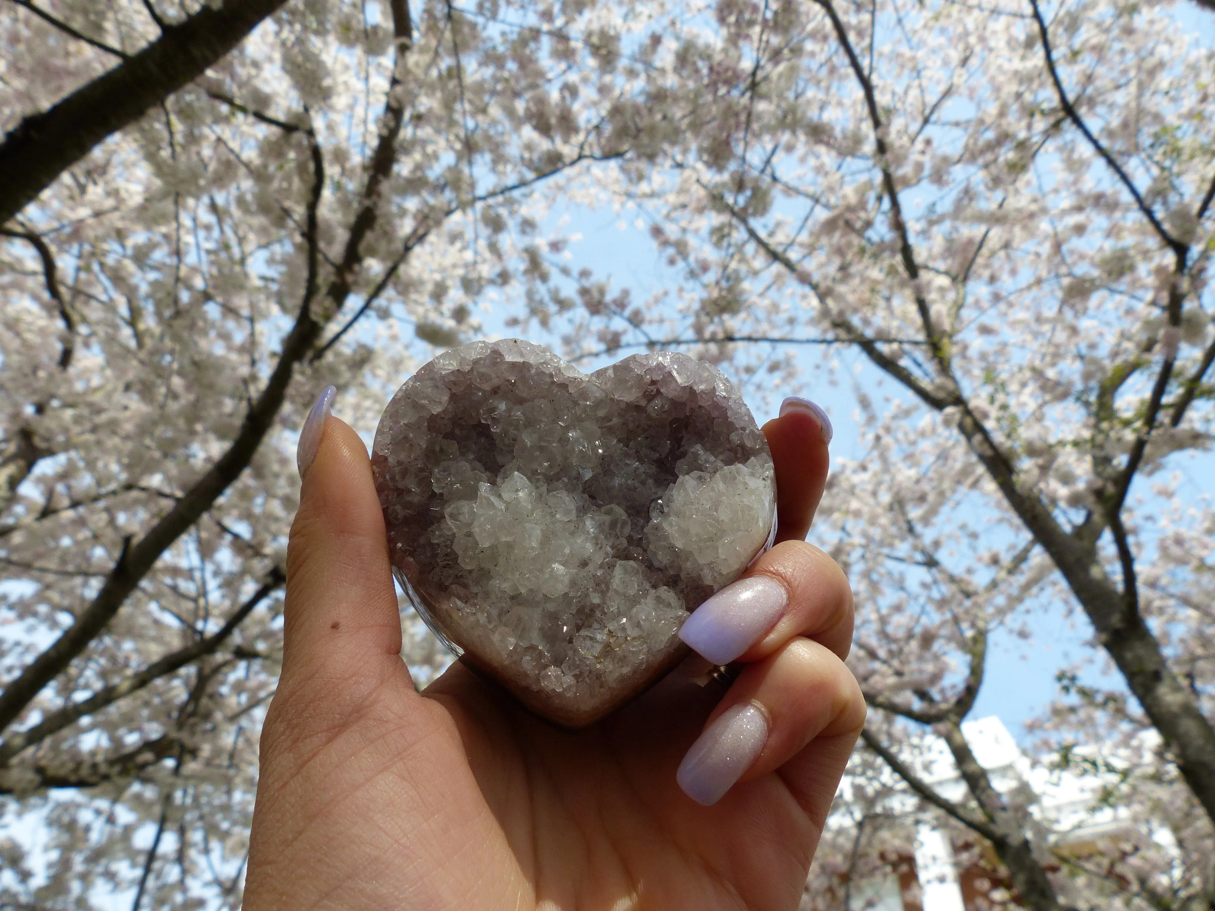 Pink Amethyst Geode & Agate Heart (#15)