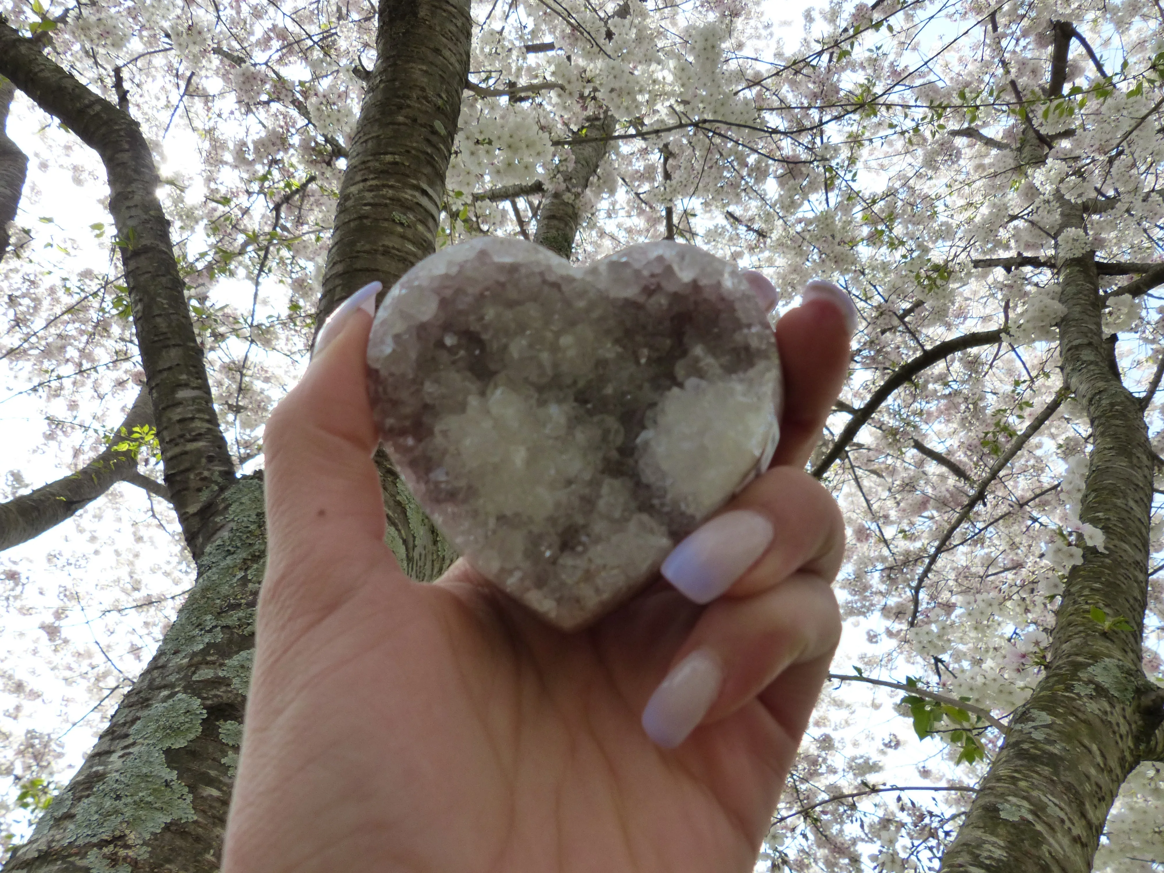 Pink Amethyst Geode & Agate Heart (#15)